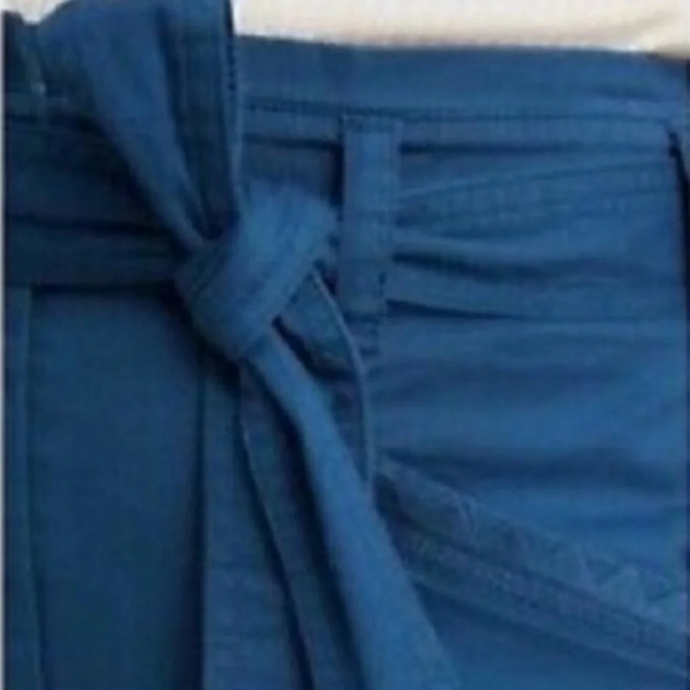 Anthropologie High Waist Tie Belt Utility Pants Size 0 Turquoise Cropped